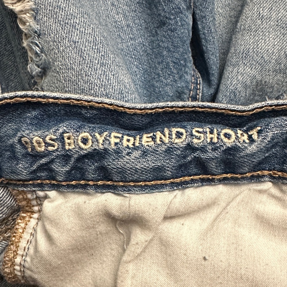American Eagle Outfitters Women's Ripped Blue Jean Shorts - Picture 3 of 4